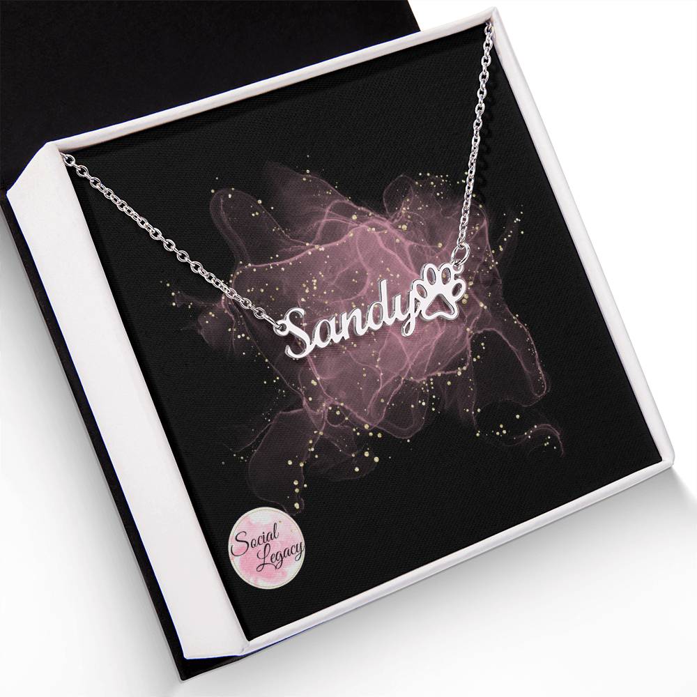 Name Necklace & Paw Print Character